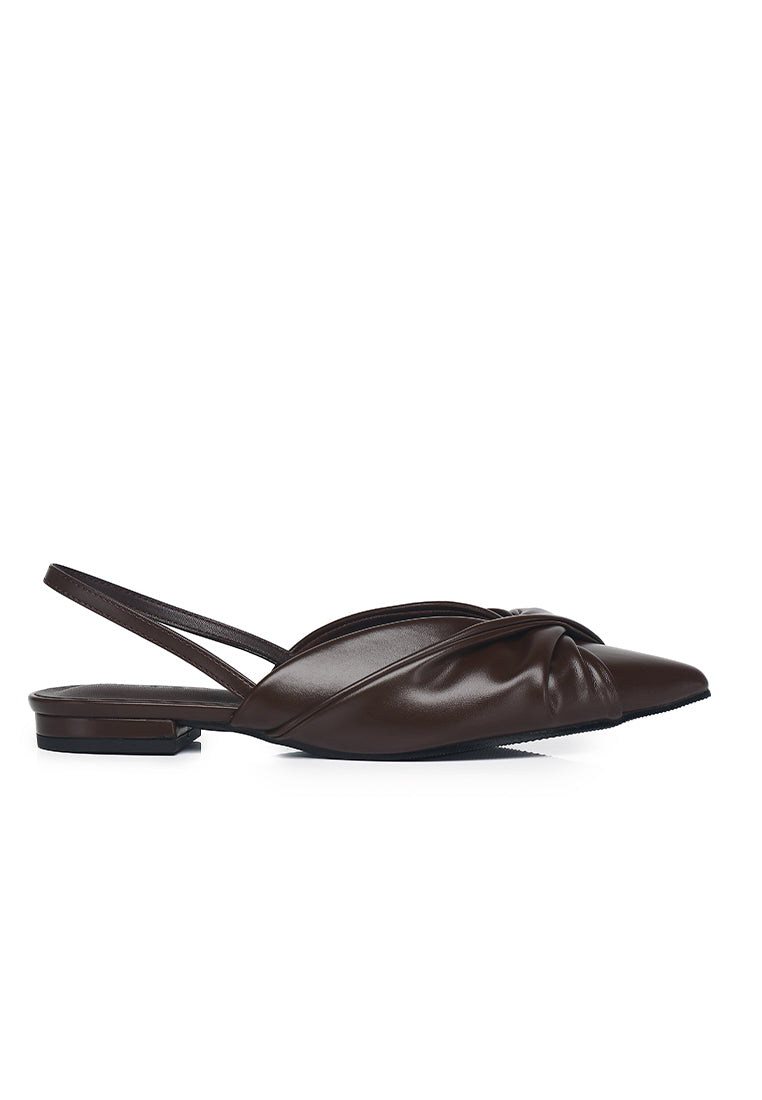 Riley Pleated Slingback Flats (Espresso)