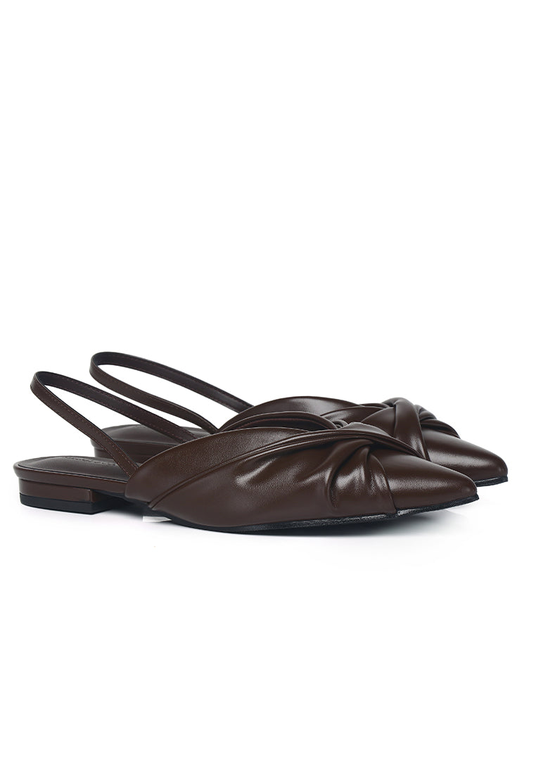 Riley Pleated Slingback Flats (Espresso)