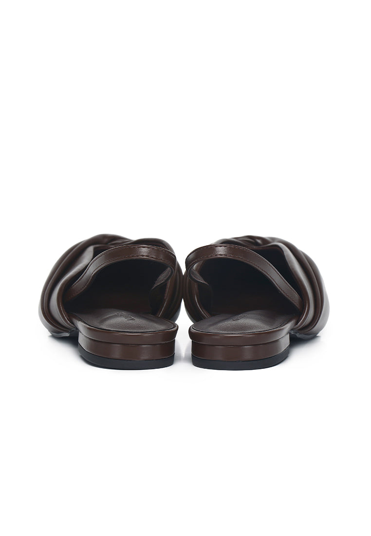Riley Pleated Slingback Flats (Espresso)
