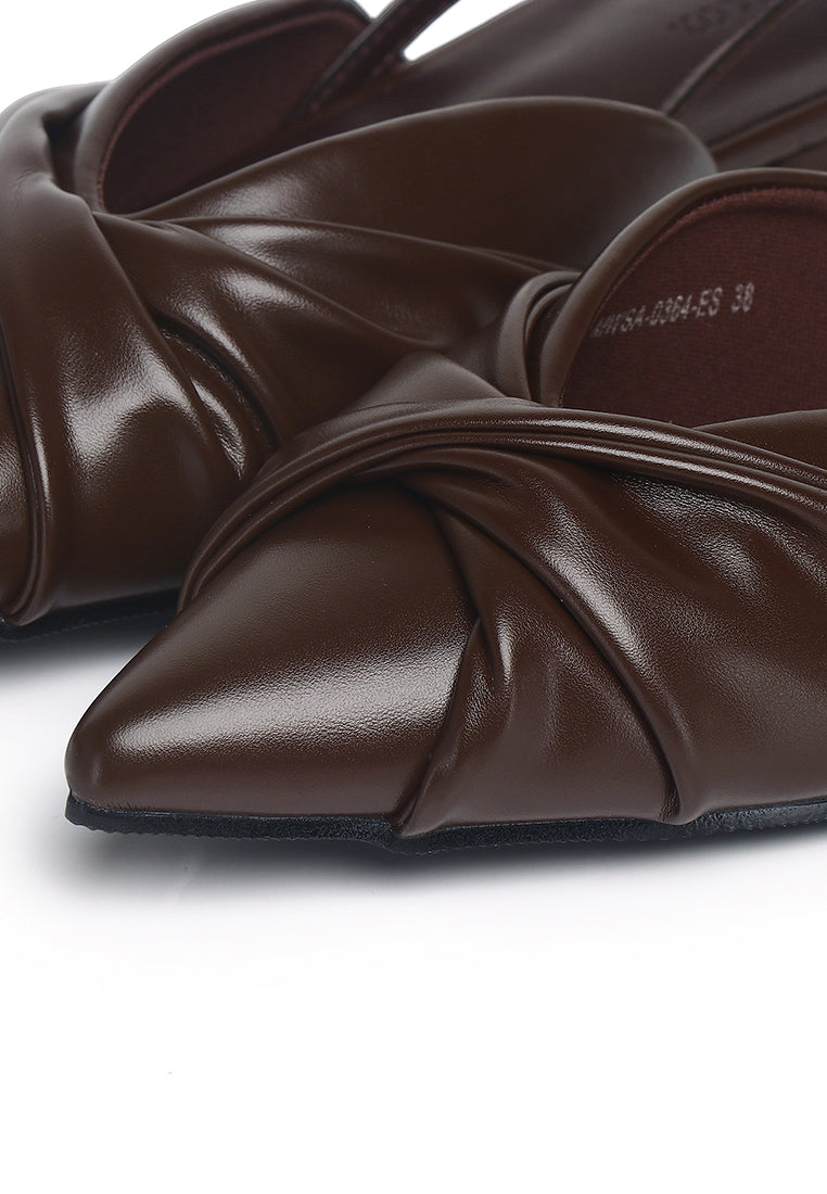 Riley Pleated Slingback Flats (Espresso)