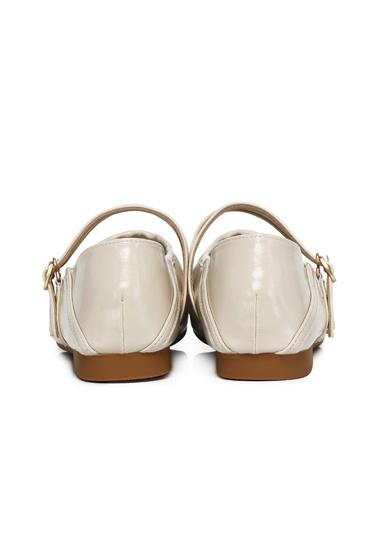 Charlie Pleated Mary Jane Ballerina & Flats (Beige)