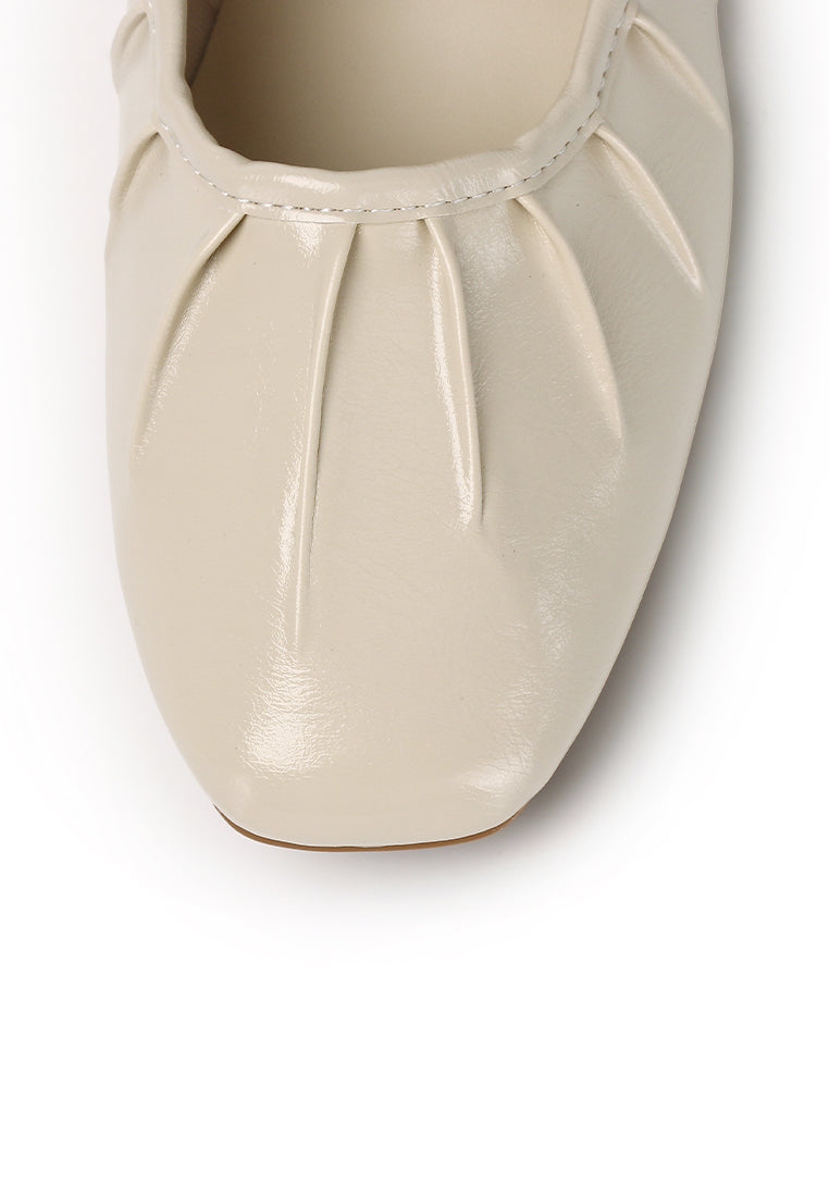 Charlie Pleated Mary Jane Ballerina & Flats (Beige)