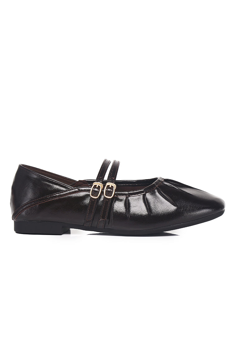 Charlie Pleated Mary Jane Ballerina & Flats (Espresso)
