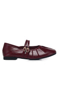 Charlie Pleated Mary Jane Ballerina & Flats (Maroon)