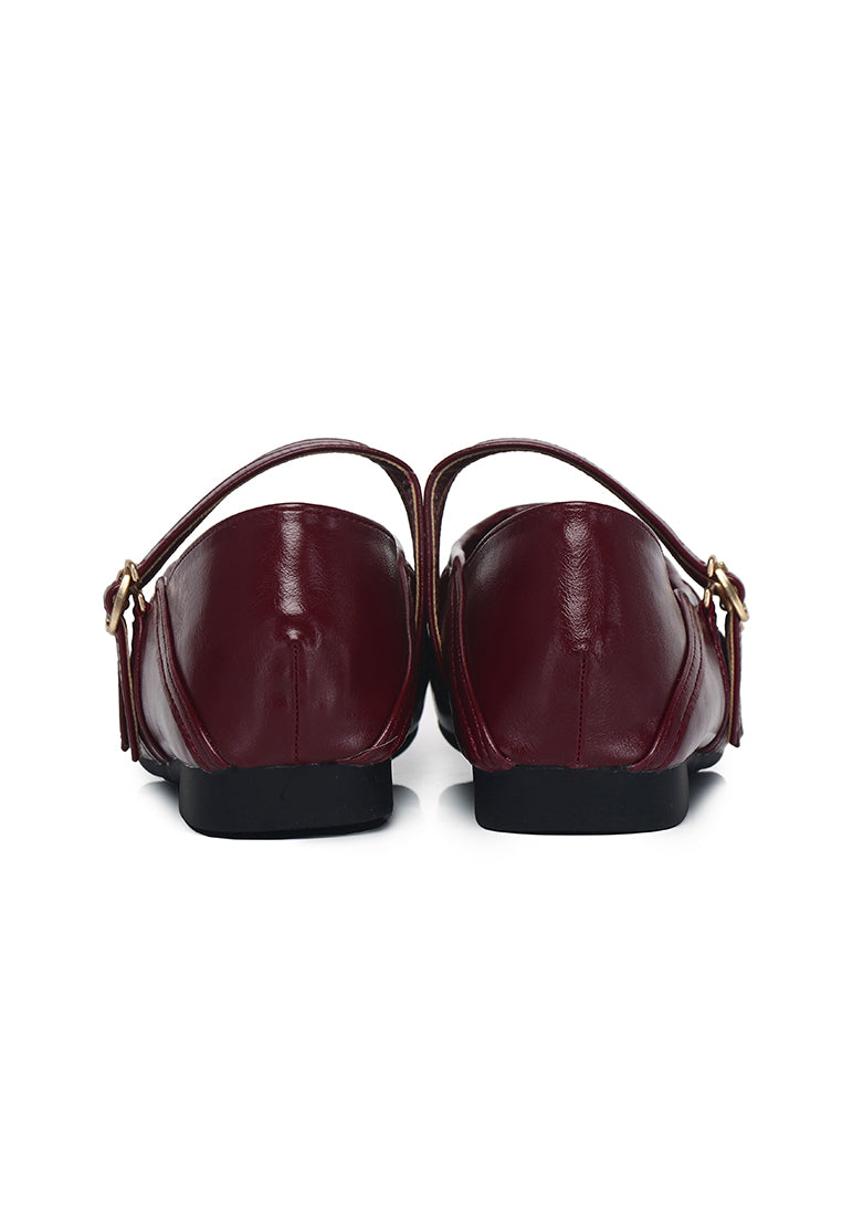 Charlie Pleated Mary Jane Ballerina & Flats (Maroon)