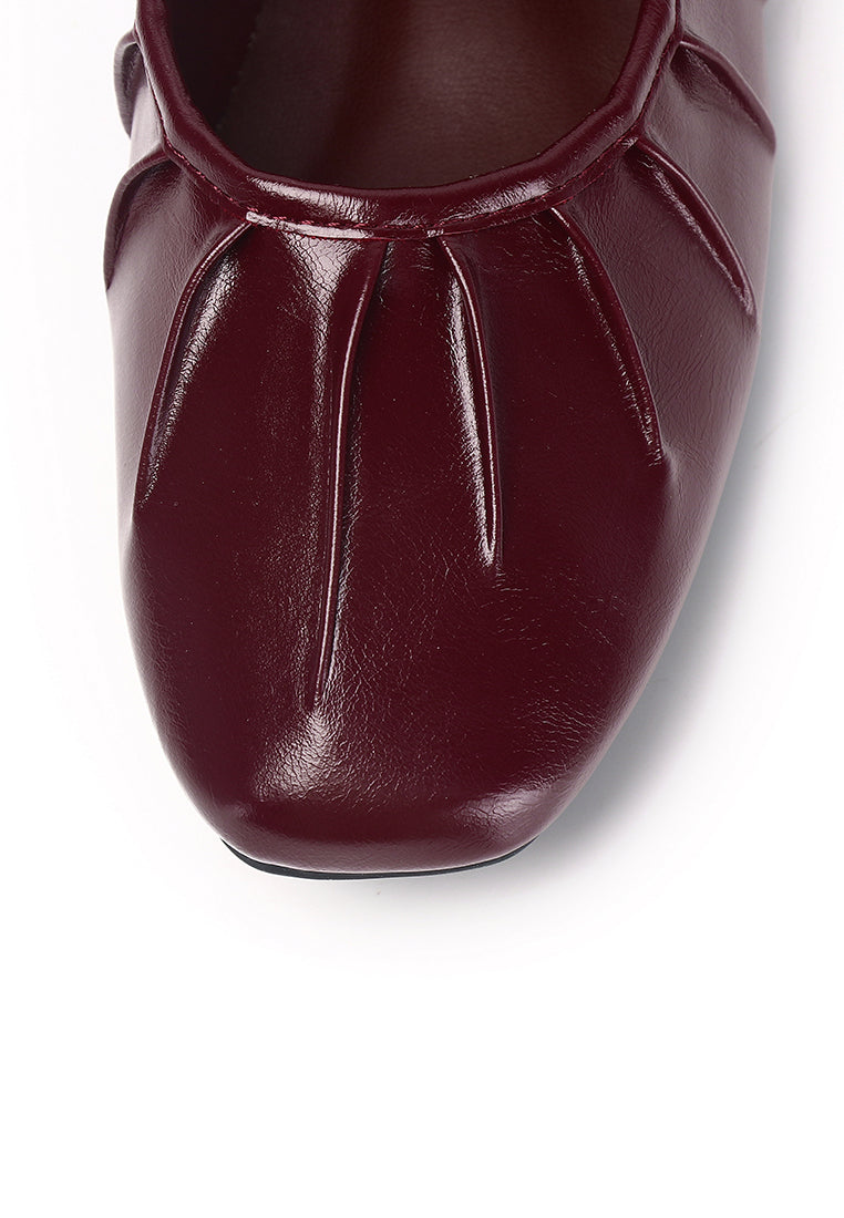 Charlie Pleated Mary Jane Ballerina & Flats (Maroon)