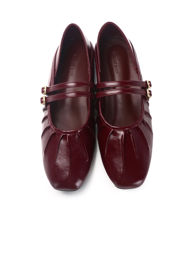 Charlie Pleated Mary Jane Ballerina & Flats (Maroon)