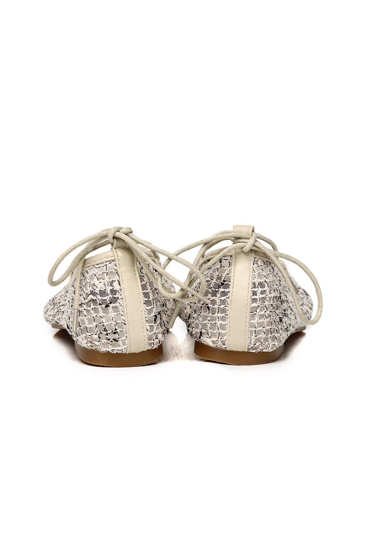 Nyla Strappy Ballerina Flats (Beige)