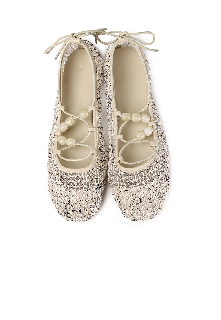 Nyla Strappy Ballerina Flats (Beige)