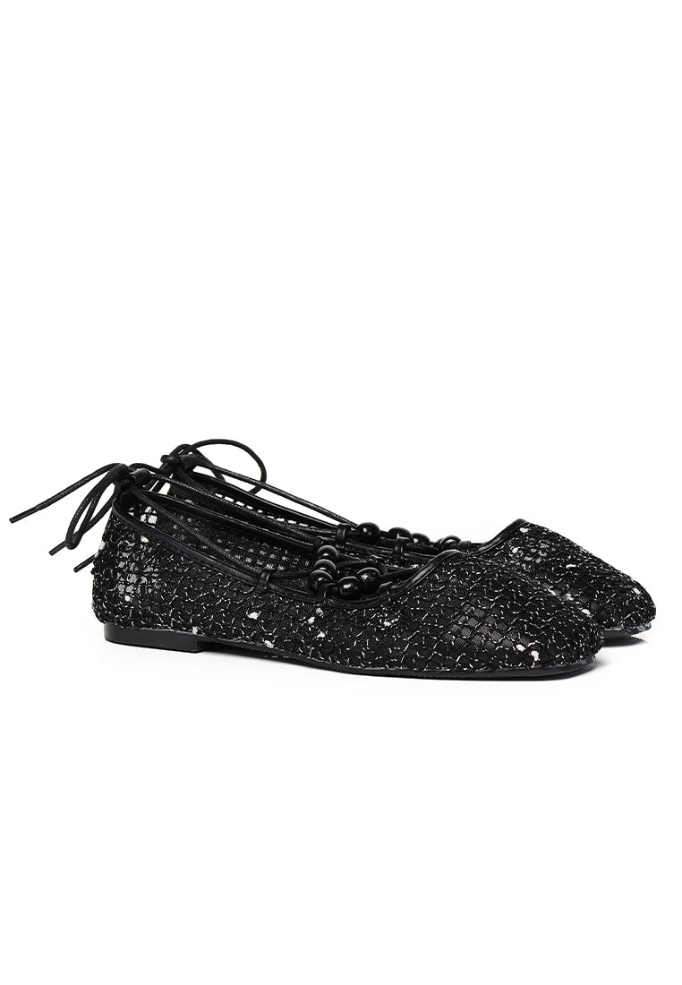 Nyla Strappy Ballerina Flats (Black)