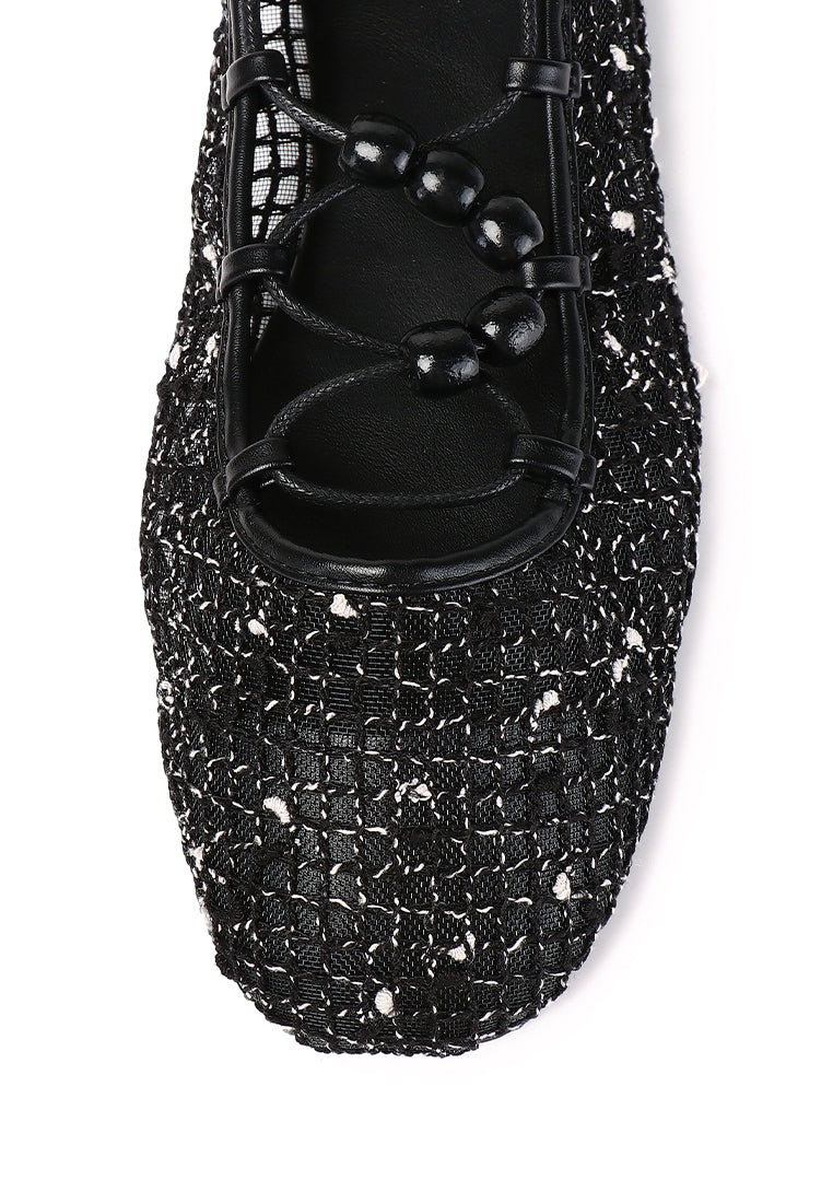 Nyla Strappy Ballerina Flats (Black)