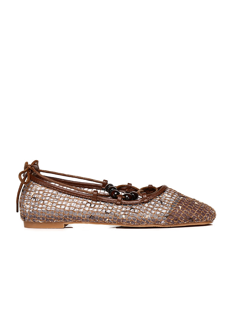 Nyla Strappy Ballerina Flats (Brown)