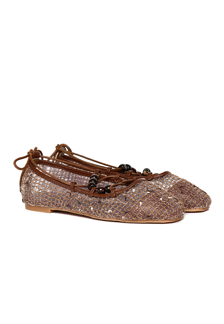 Nyla Strappy Ballerina Flats (Brown)