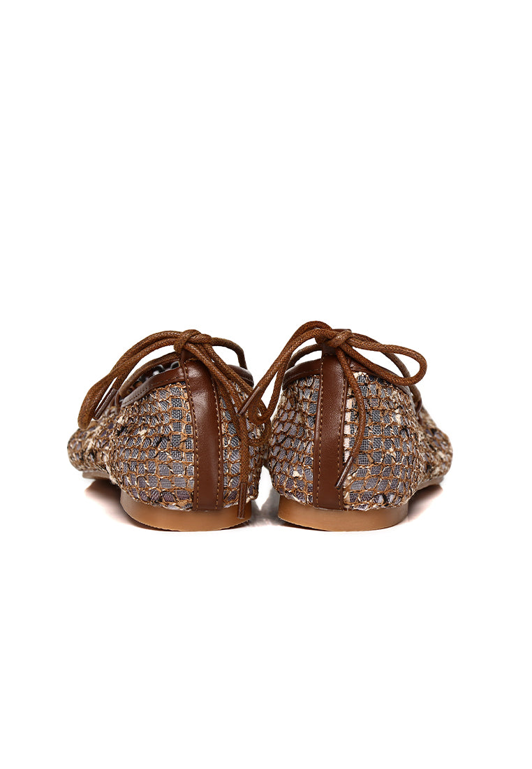 Nyla Strappy Ballerina Flats (Brown)