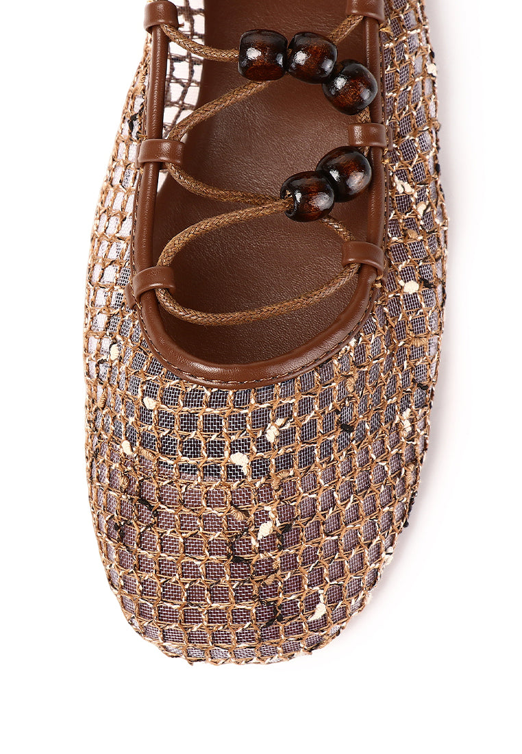 Nyla Strappy Ballerina Flats (Brown)
