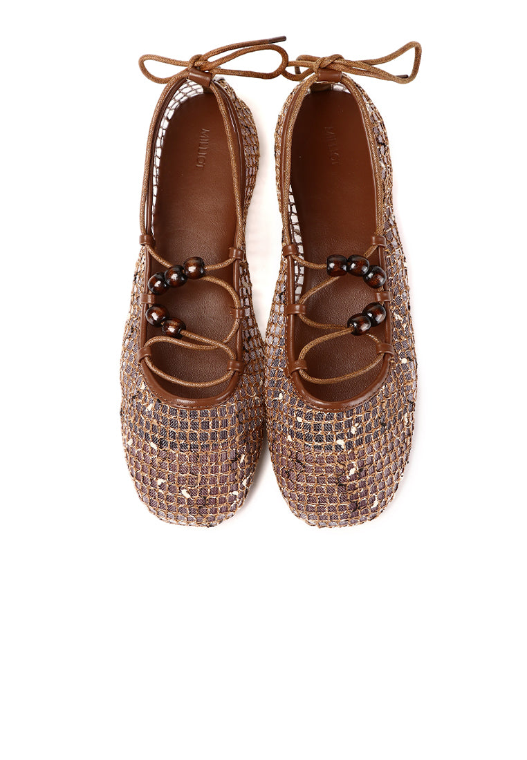 Nyla Strappy Ballerina Flats (Brown)