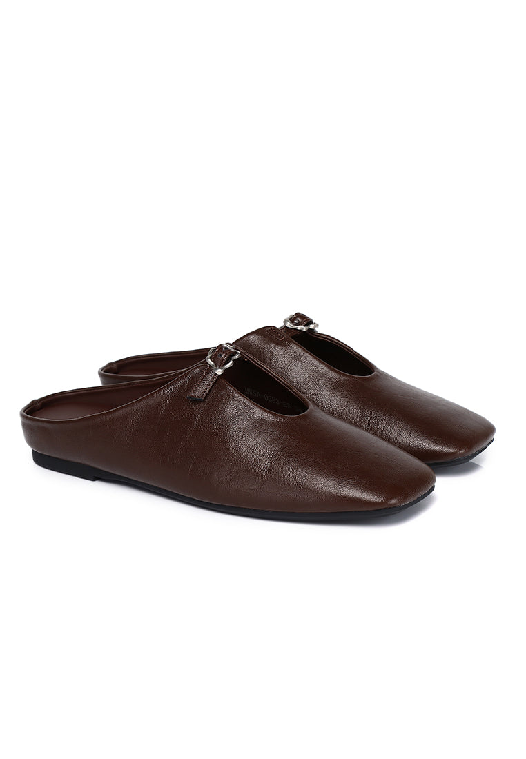 Eliana Square Toe Slip on Flat (Espresso)