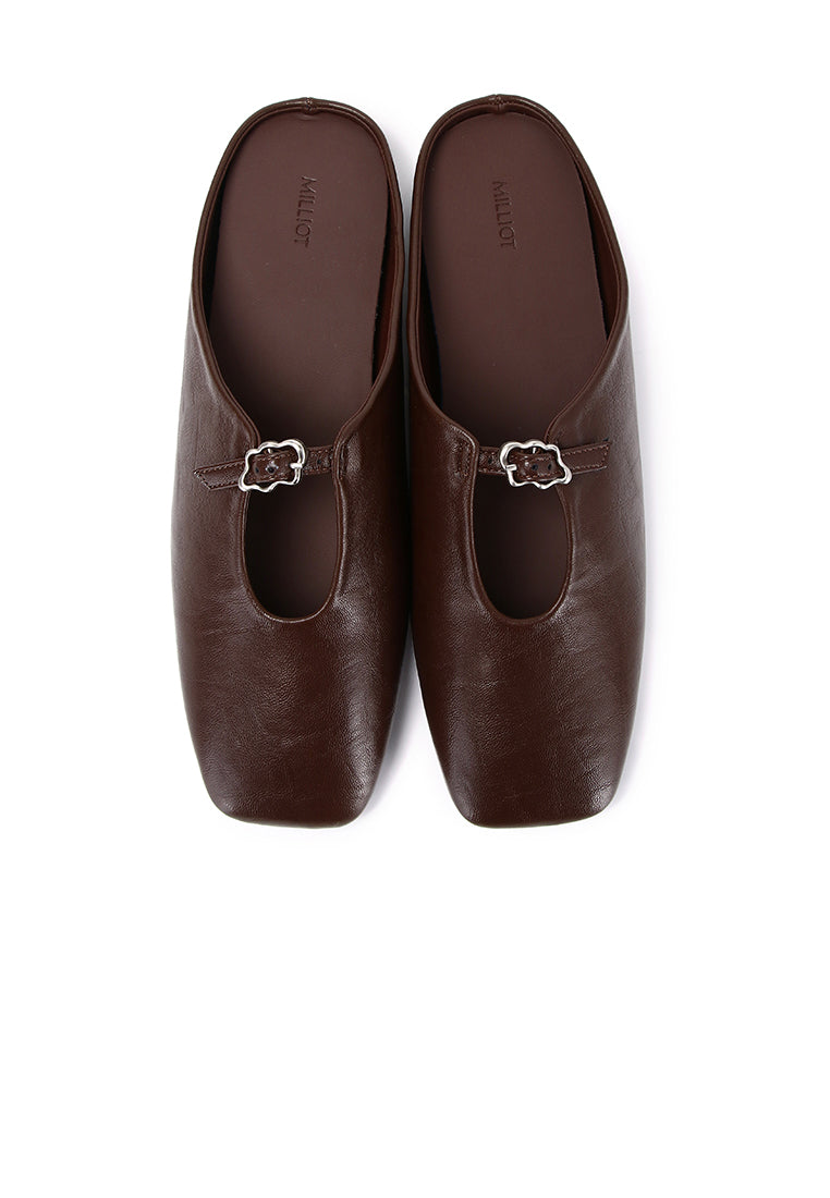 Eliana Square Toe Slip on Flat (Espresso)