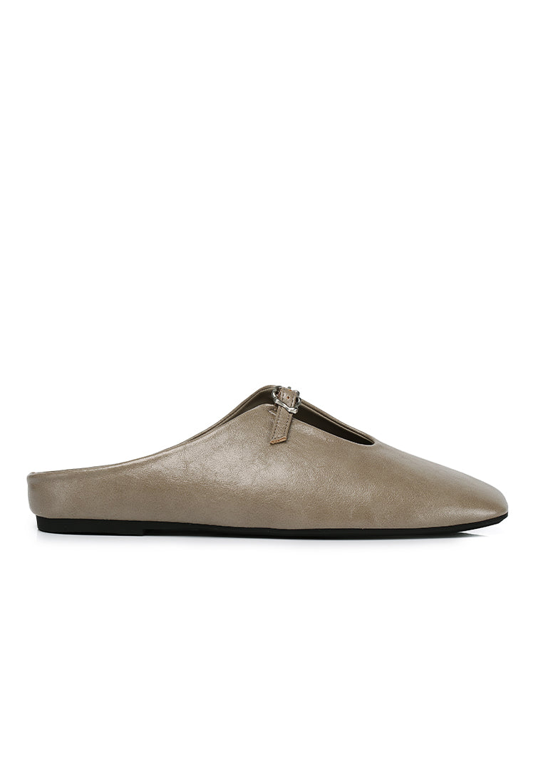 Eliana Square Toe Slip on Flat (Grey)