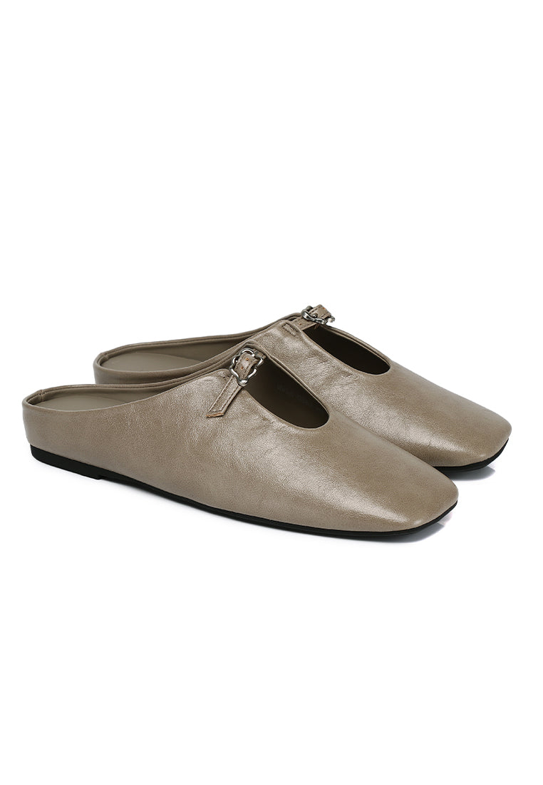 Eliana Square Toe Slip on Flat (Grey)