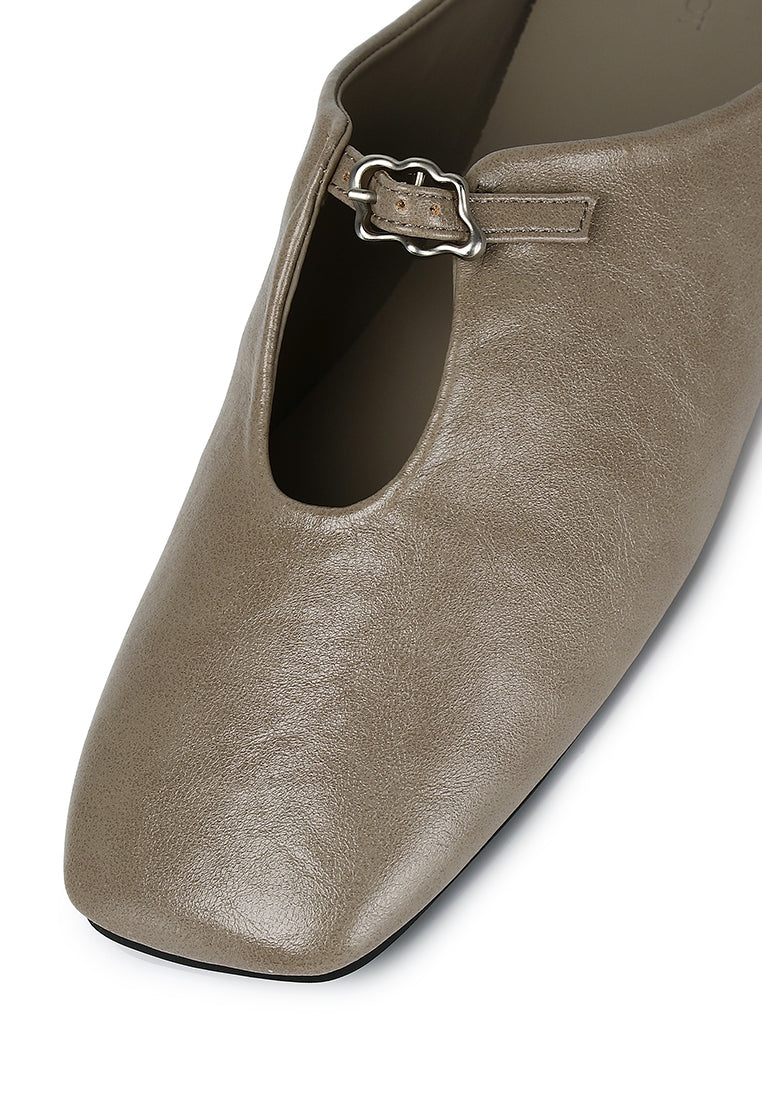 Eliana Square Toe Slip on Flat (Grey)