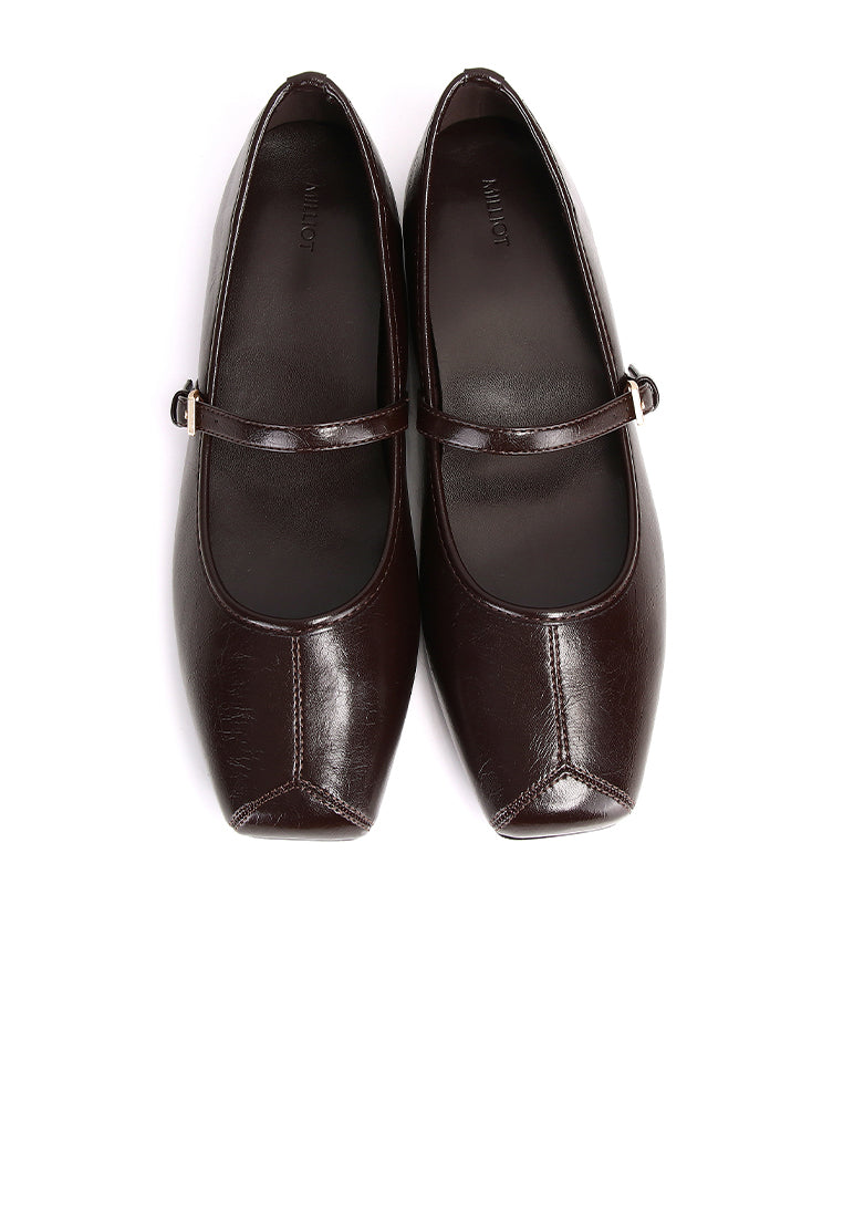 Leandra Mary Jane Ballerina Flats (Chocolate)
