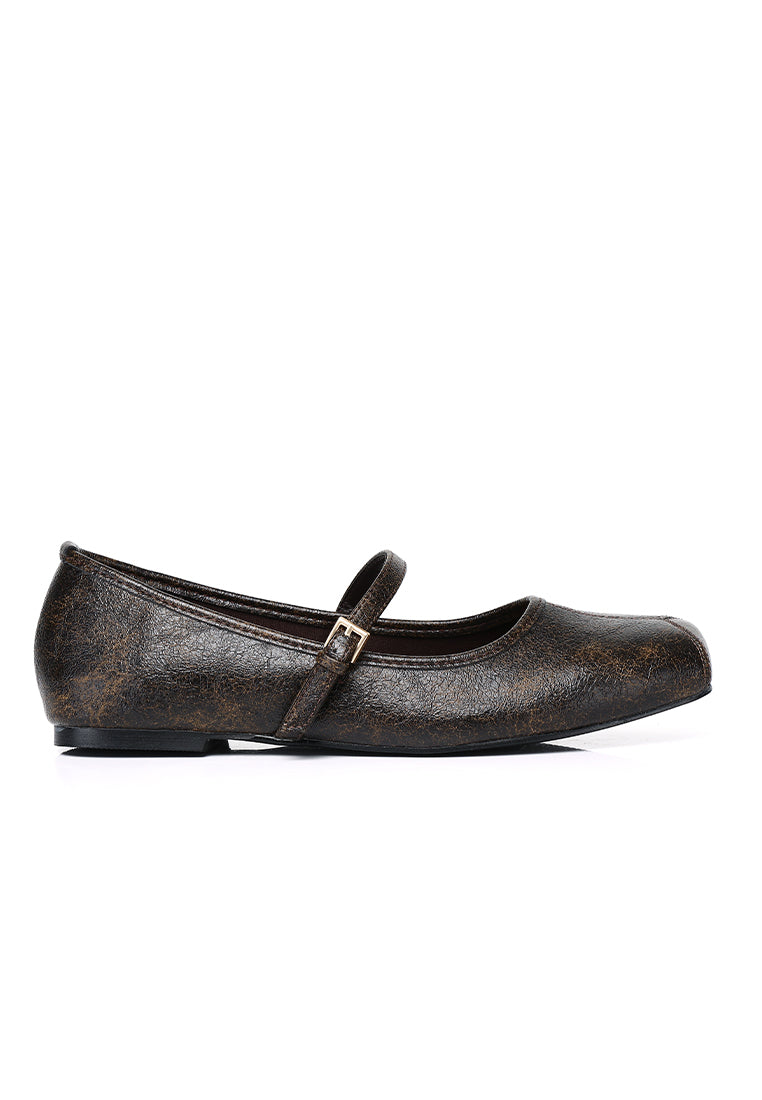 Leandra Mary Jane Ballerina Flats (Espresso)