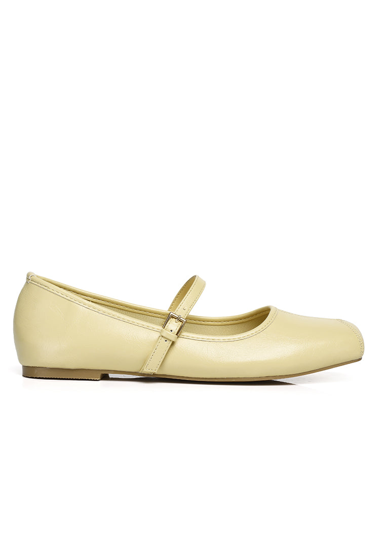 Leandra Mary Jane Ballerina Flats (Light Yellow)