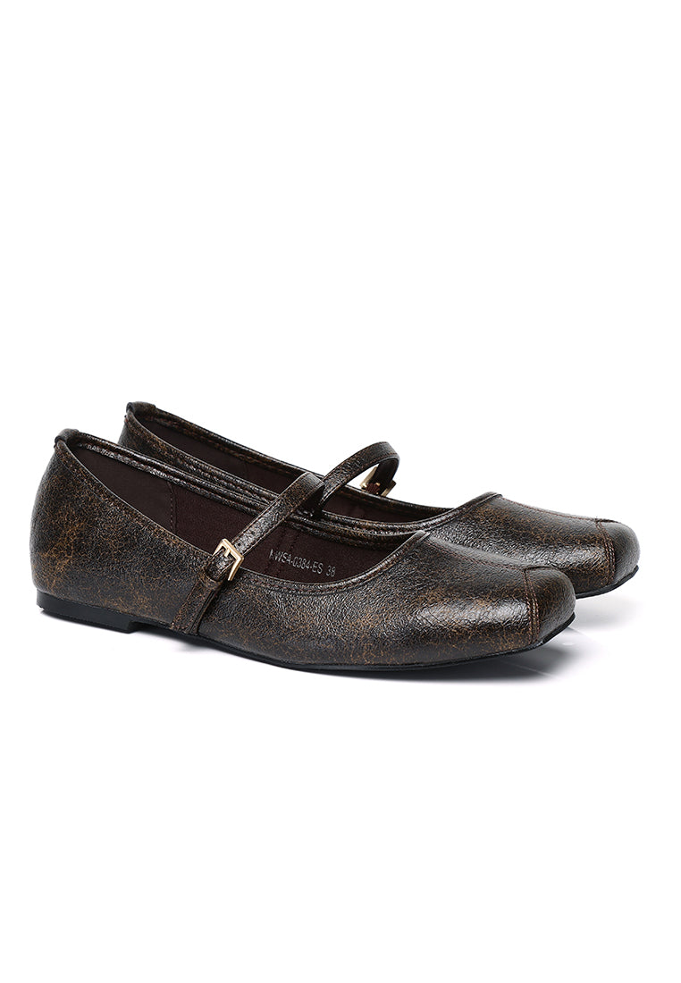 Leandra Mary Jane Ballerina Flats (Espresso)