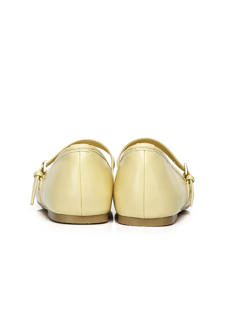 Leandra Mary Jane Ballerina Flats (Light Yellow)