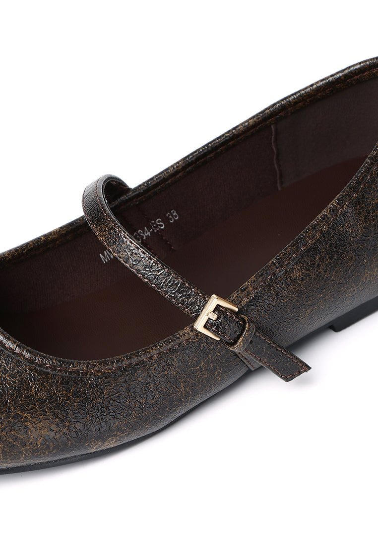 Leandra Mary Jane Ballerina Flats (Espresso)