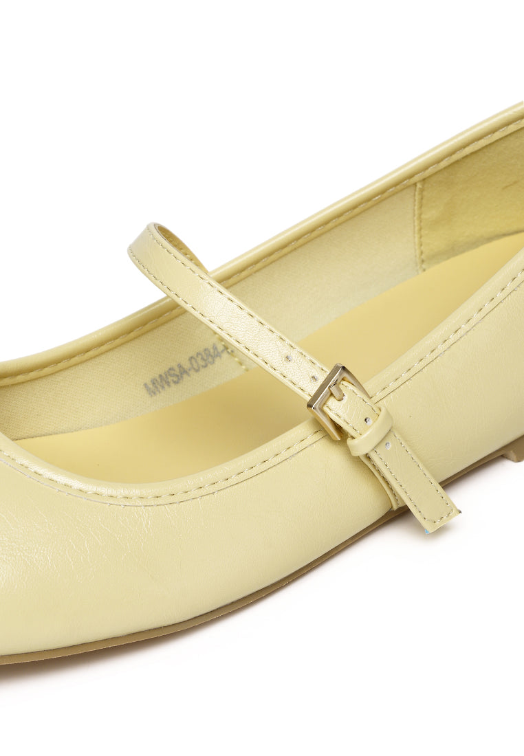 Leandra Mary Jane Ballerina Flats (Light Yellow)