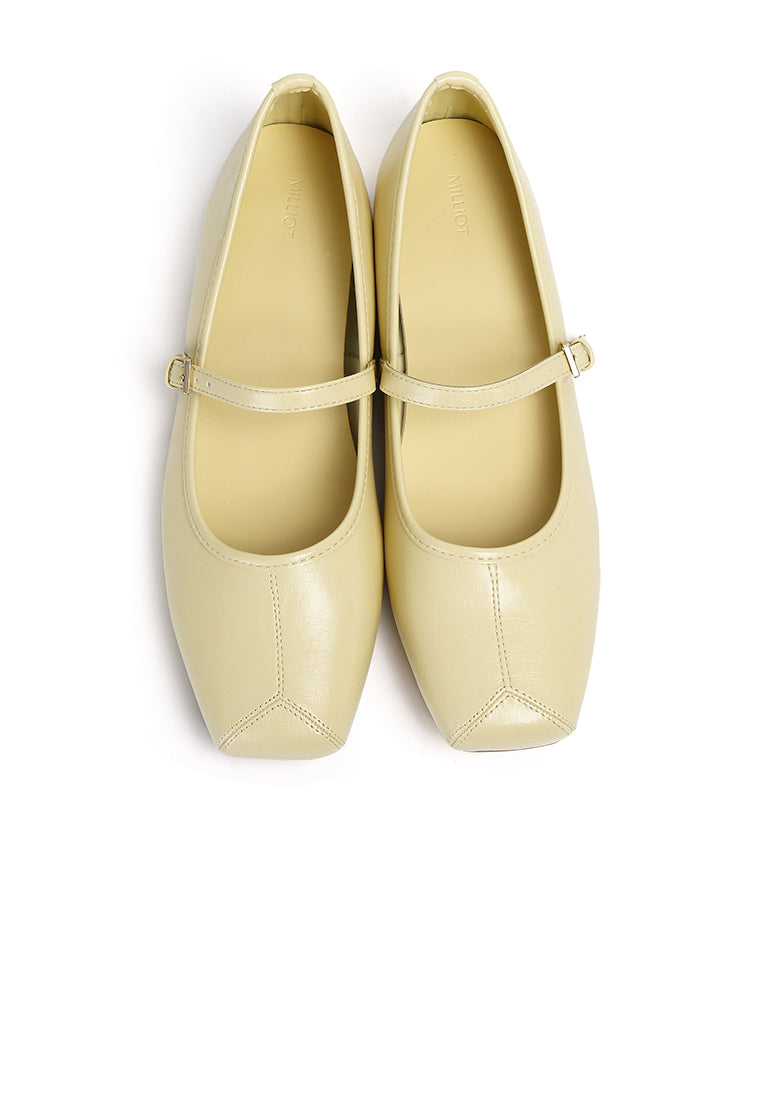 Leandra Mary Jane Ballerina Flats (Light Yellow)