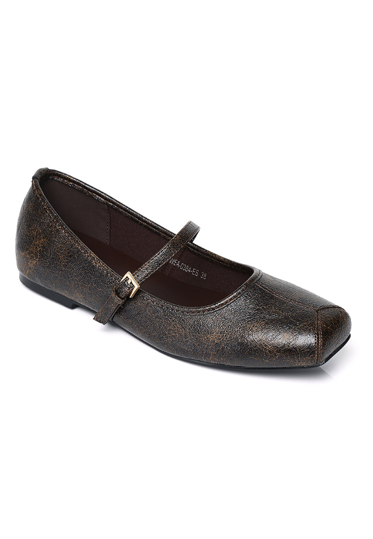 Leandra Mary Jane Ballerina Flats (Espresso)