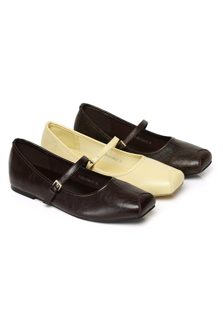 Leandra Mary Jane Ballerina Flats (Espresso)