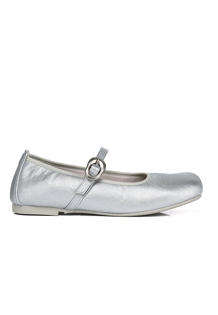 Maura Mary Jane Ballerina Flats (Silver)