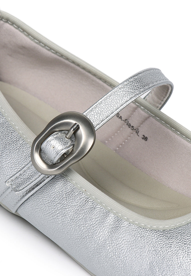 Maura Mary Jane Ballerina Flats (Silver)