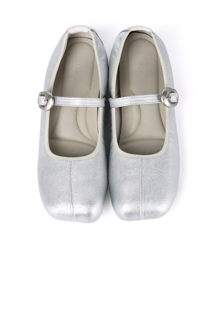 Maura Mary Jane Ballerina Flats (Silver)