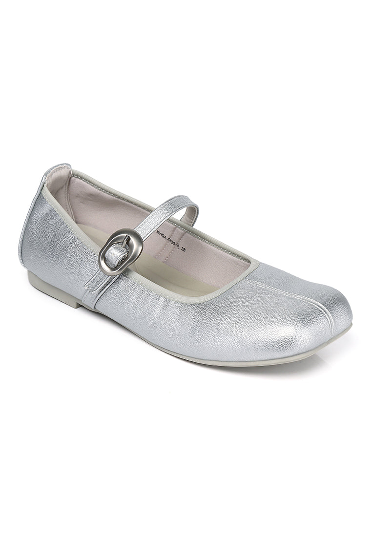 Maura Mary Jane Ballerina Flats (Silver)
