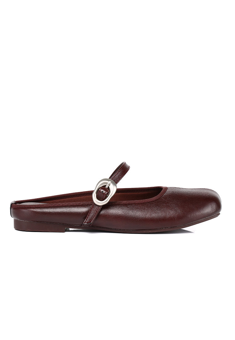 Willow Slip On Mary Jane Ballerina Flats (Burgundy)