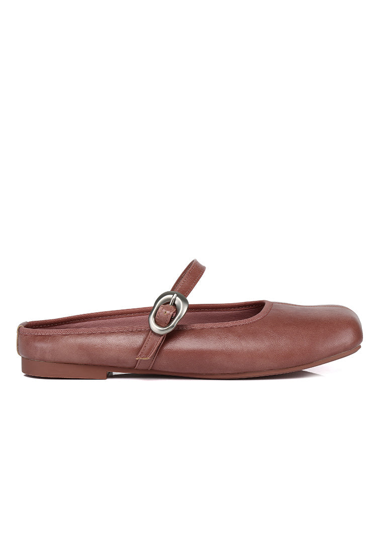 Willow Slip On Mary Jane Ballerina Flats (Dusty Pink)