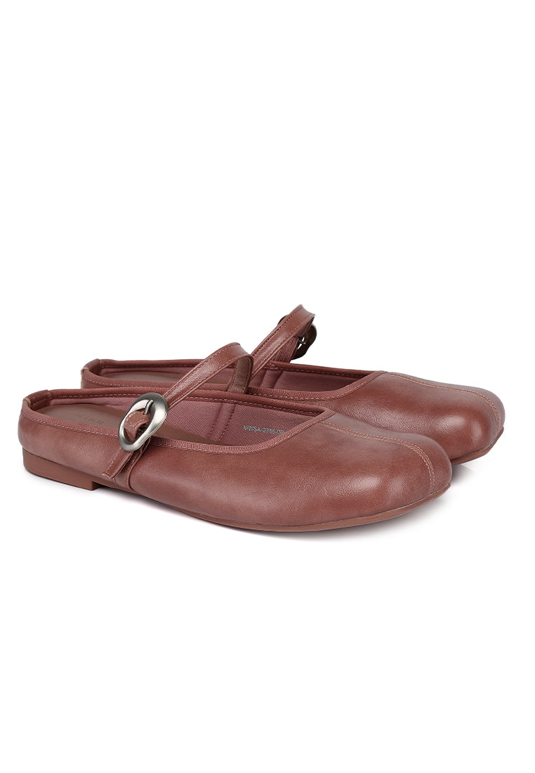 Willow Slip On Mary Jane Ballerina Flats (Dusty Pink)