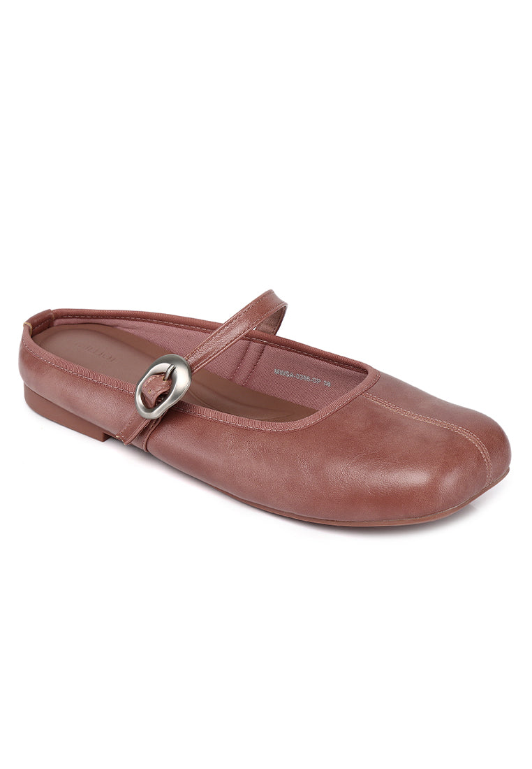 Willow Slip On Mary Jane Ballerina Flats (Dusty Pink)