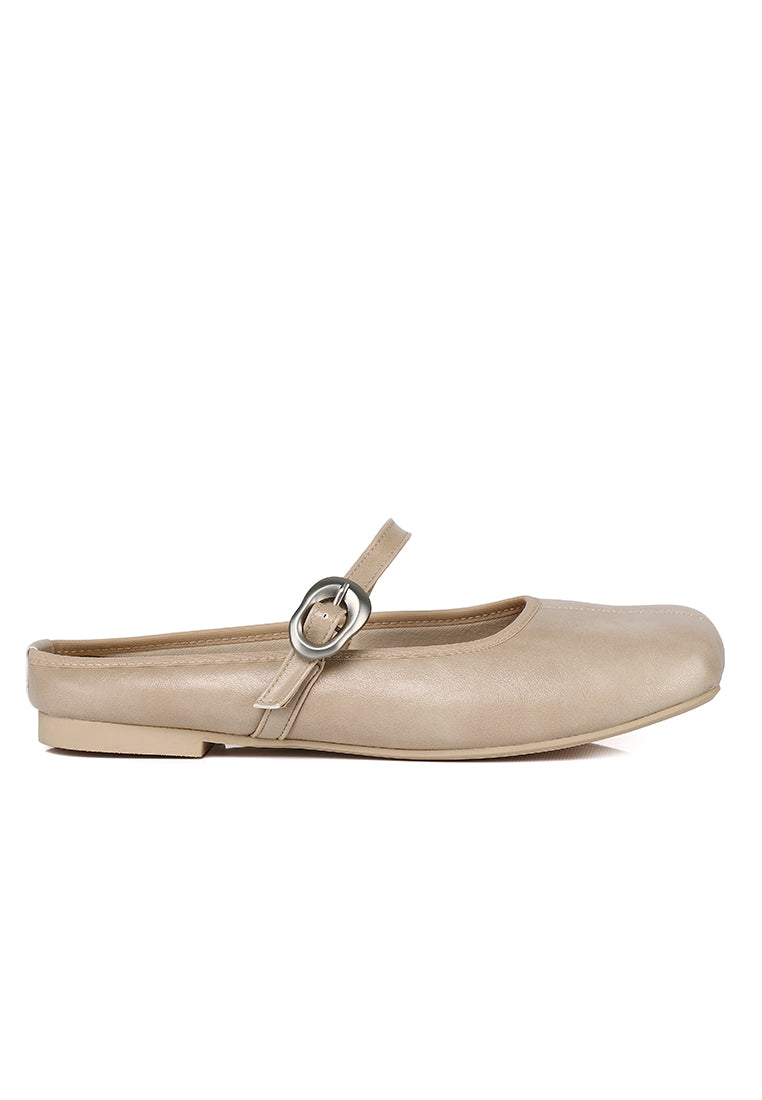 Willow Slip On Mary Jane Ballerina Flats (Khaki)