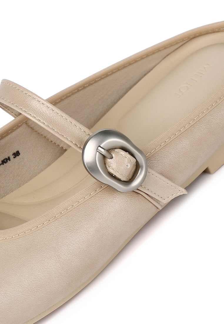 Willow Slip On Mary Jane Ballerina Flats (Khaki)