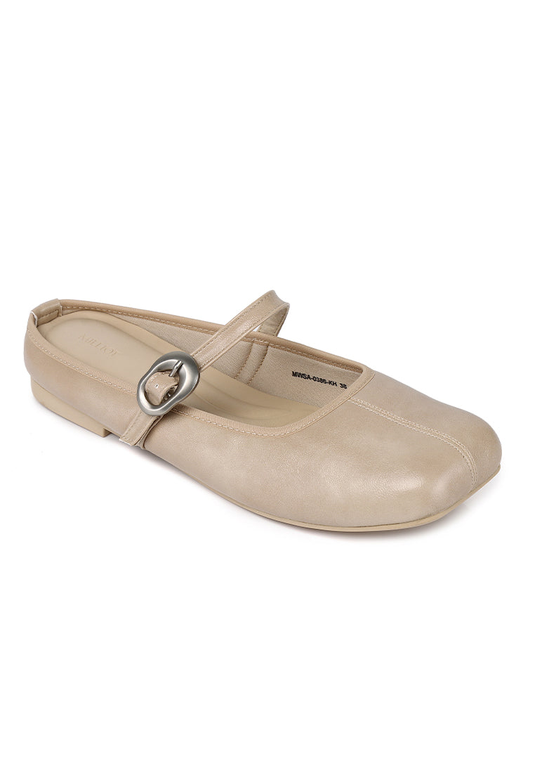 Willow Slip On Mary Jane Ballerina Flats (Khaki)