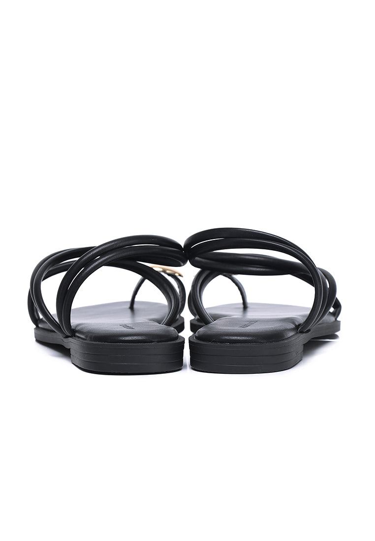 Ariana Strappy Toe Ring Sandals (Black)