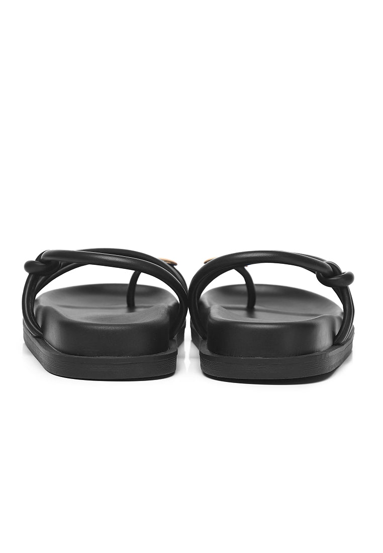 Lydia Strappy Toe Ring Sandals (Black)