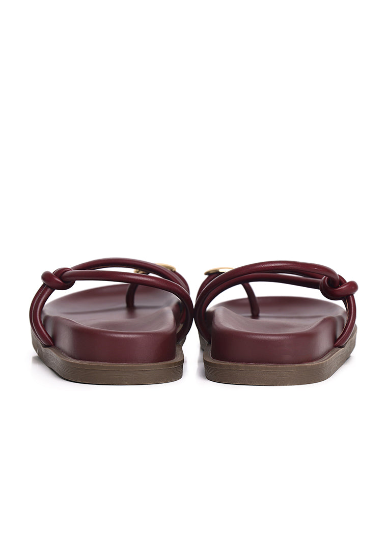 Lydia Strappy Toe Ring Sandals (Maroon)