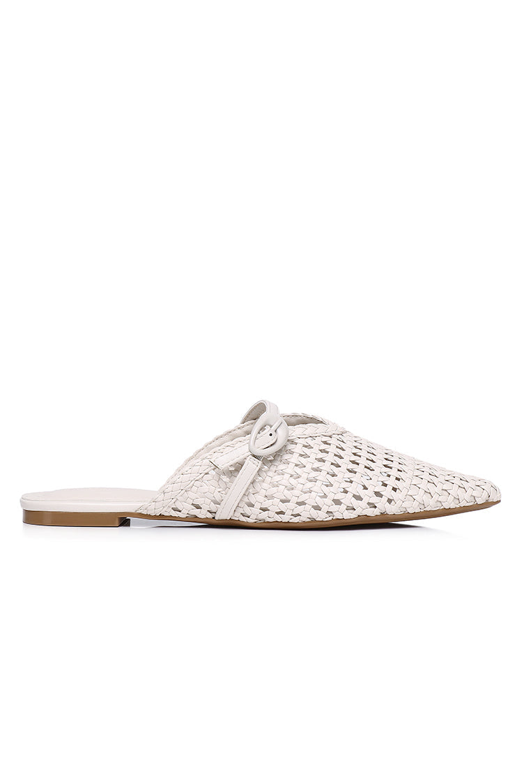 Siti Braided Slip On Sandals (White)